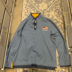 Fat Face light blue and yellow quarter-zip with stitched Portsmouth label